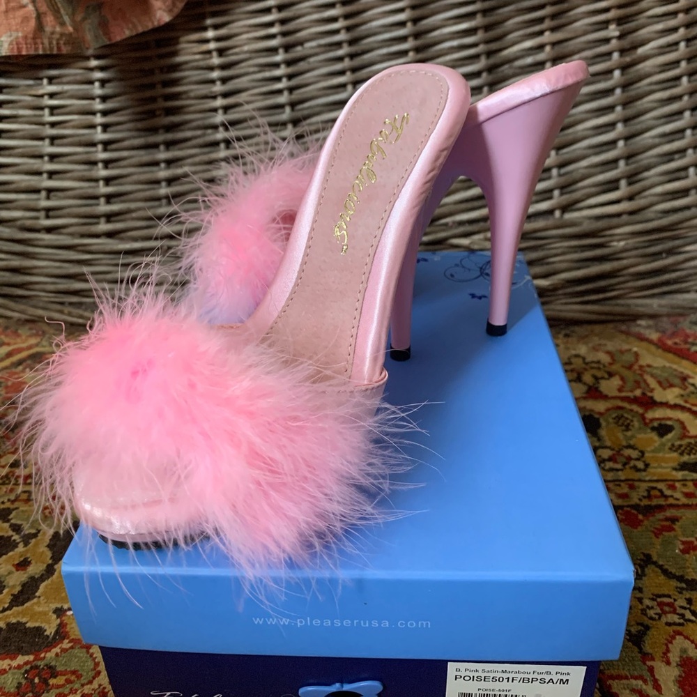 Pleaser Pink Marabou Stiletto Slide
